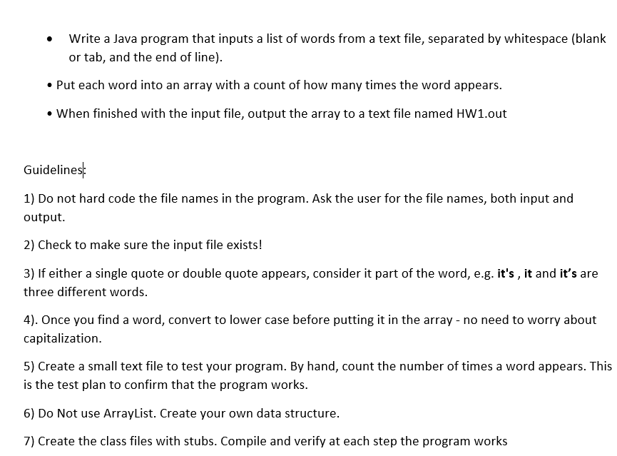  Write a Java program that inputs a list of words from