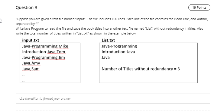  WITH JAVA CODE Question 9 19 Points Suppose you are given