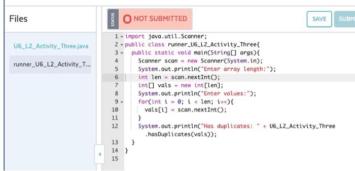int values. The method should return a boolean which is true if