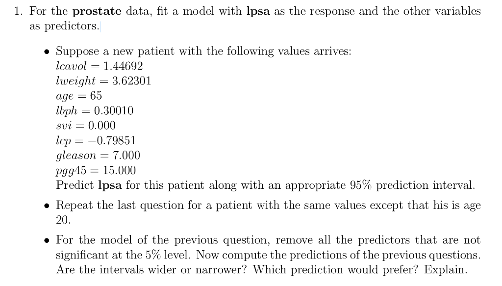 Using R software. Package: faraway please put code on here as well