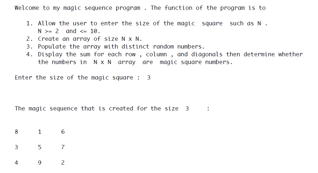 C++ Program 1. Prompt the user to enter the size of the