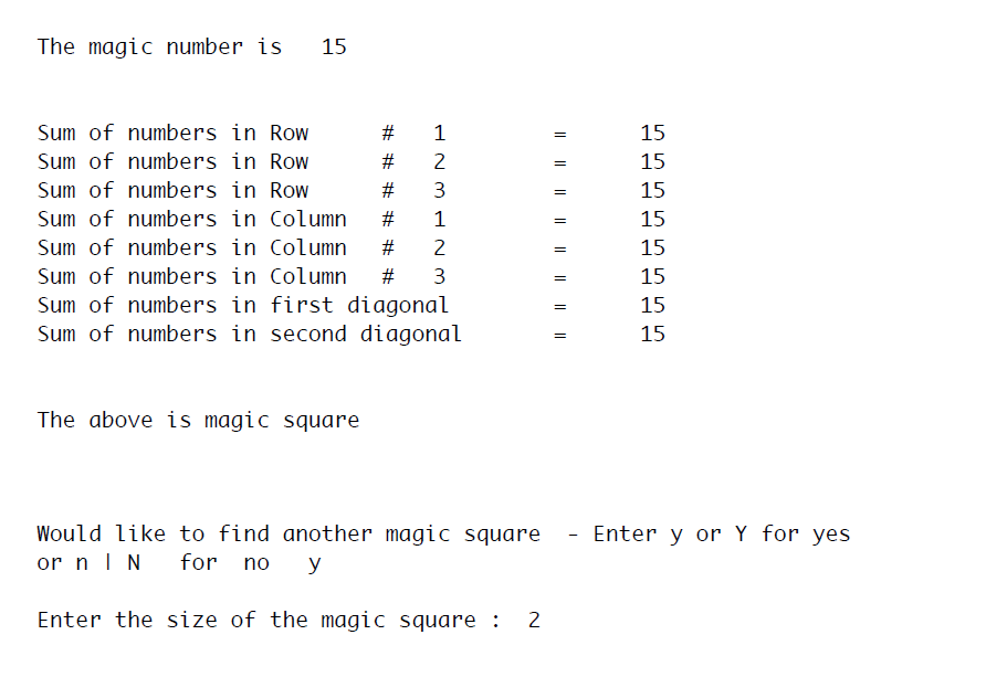 square such as N. N must be greater than or equal to