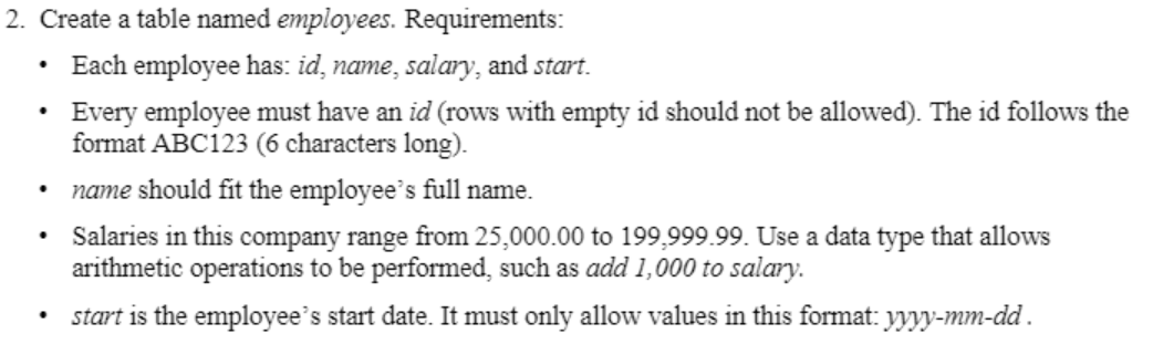 SQL: I have this, but there's an error. . 2. Create a