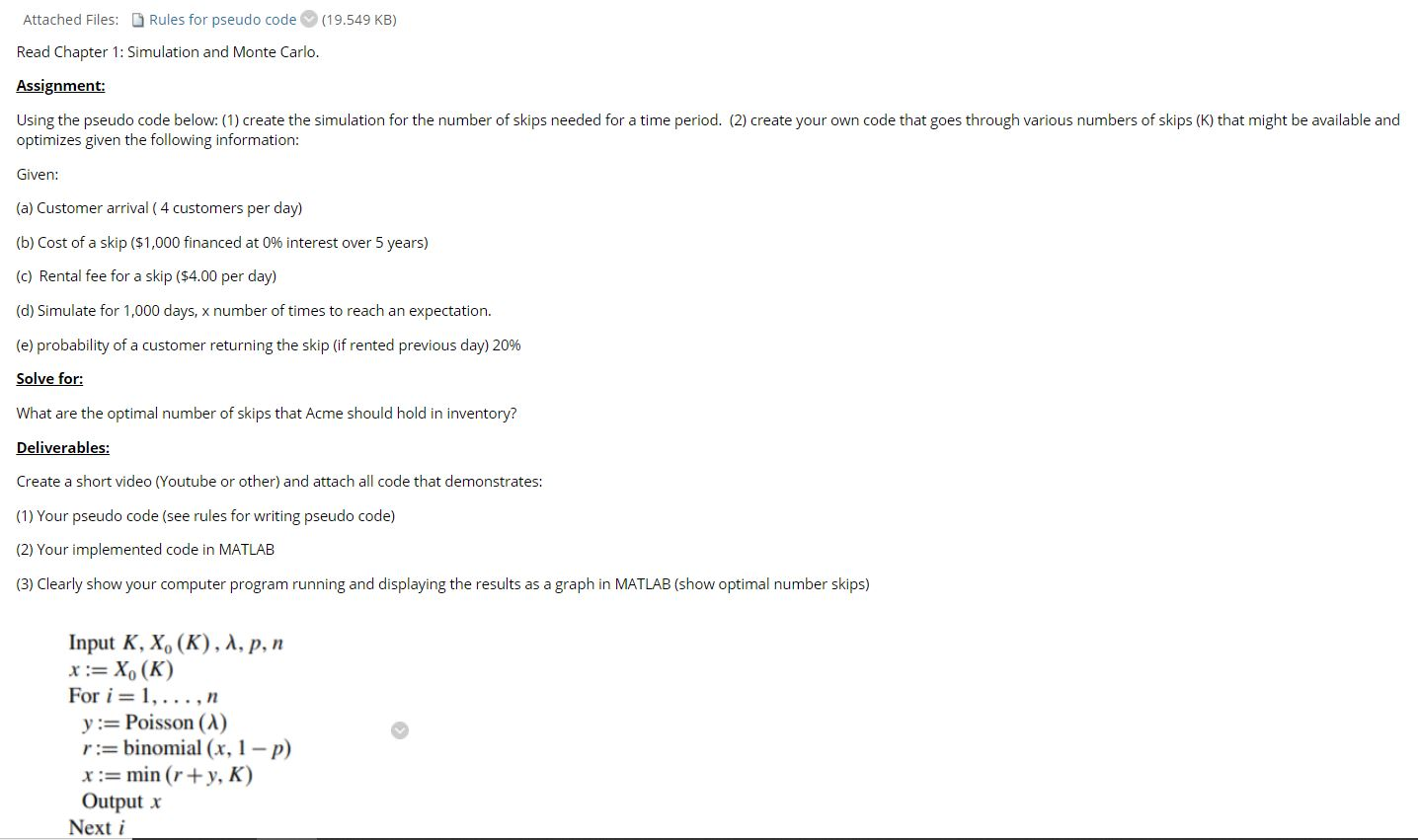 Can I have an example code in MATLAB Please? Rules for pseudo