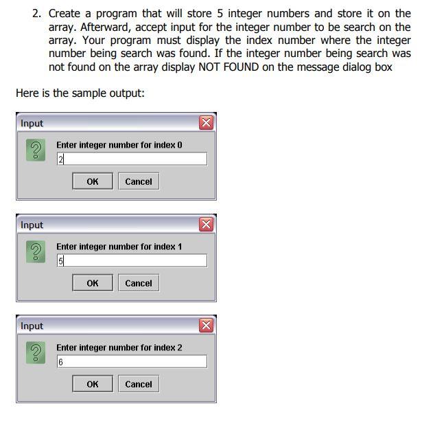  JAVA will be used can you please put an image with
