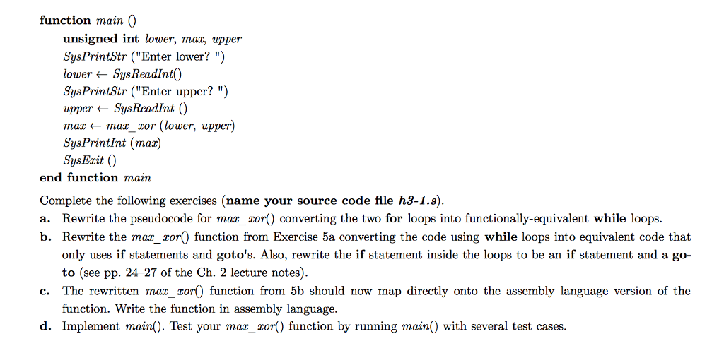 Name your source code file h3-1.8 Let lower and upper be two