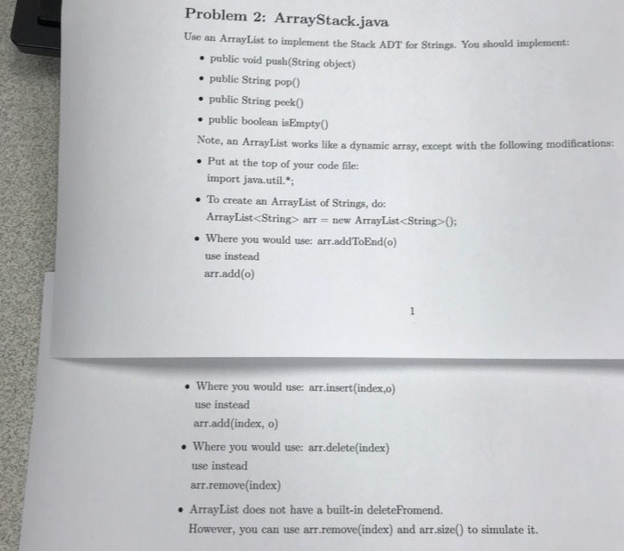  Need help creating an ArrayStack class for my comp sci class.