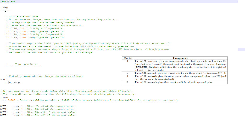  AVR language code. Let A and B be 16-bit unsigned integers.