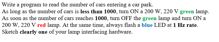 in RISC Pic18f452, Write a program to read the number of cars