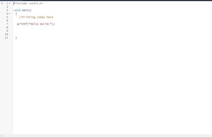  - 3 1. include 2 void main() { 5 /Printing codes