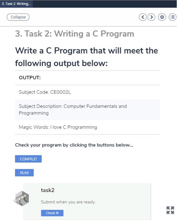 here 6 7 printf("Hello world!"); 8 9 18 11 3. Task 2: