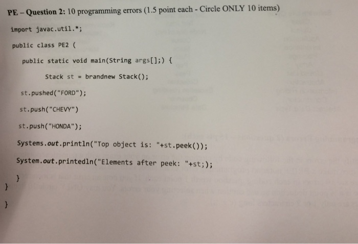 Import javac.util.*; public class PE2 (public static void main(String args[];){Stack st