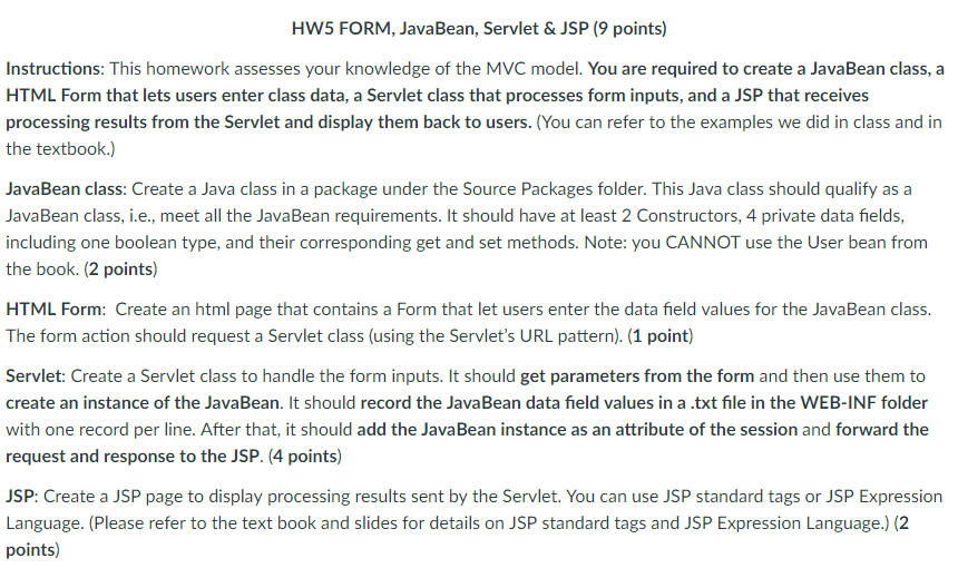 Need help creating a Java Web Application in NetBeans that follow these