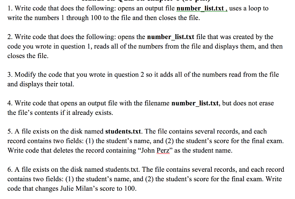 Python 3.6 Write code that does the following: opens an output file