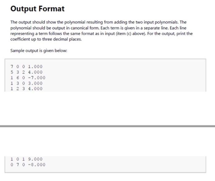 following details: + please follow the sample input and output and show