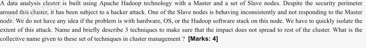  A data analysis cluster is built using Apache Hadoop technology with