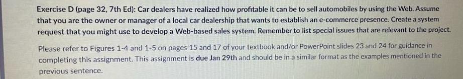  Exercise D (page 32,7th Ed): Car dealers have realized how profitable