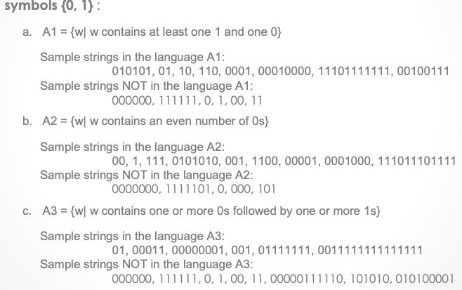 to recognize the following languages over the set of symbols {0, 1}
