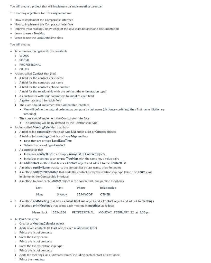 Be sure to fully Javadoc your code Do NOT add any