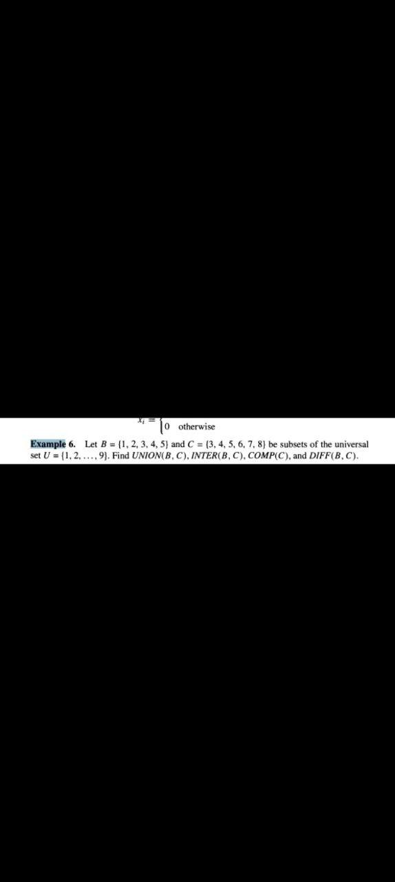 No, lets post Example 6. Let B={1,2,3,4,5} and C={3,4,5,6,7,8} be subsets of