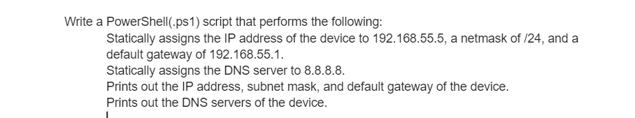  Write a PowerShell(.ps1) script that performs tWrite a PowerShell(.ps1) script that