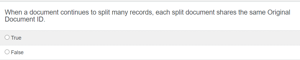 link element is usually the Database table primary key. O True O