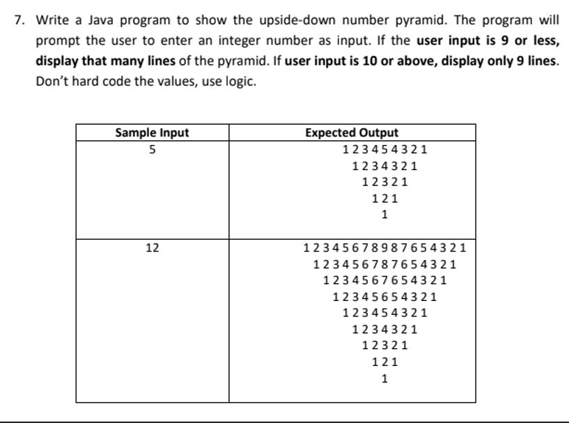 JAVA OOP 7. Write a Java program to show the upside-down number