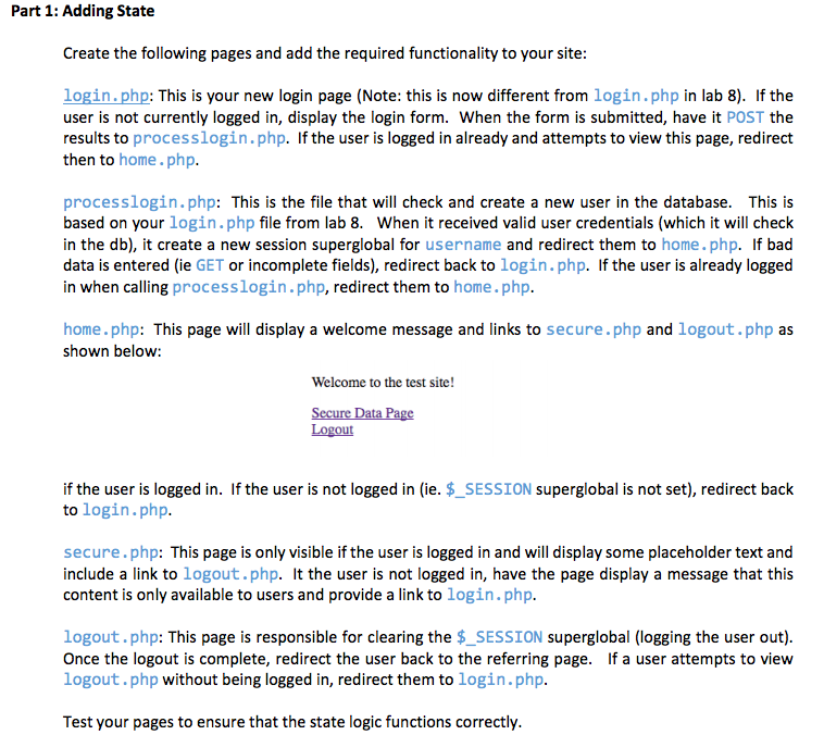 Assignment - State with PHP *Html at end Required HTML code: lab8-1.html