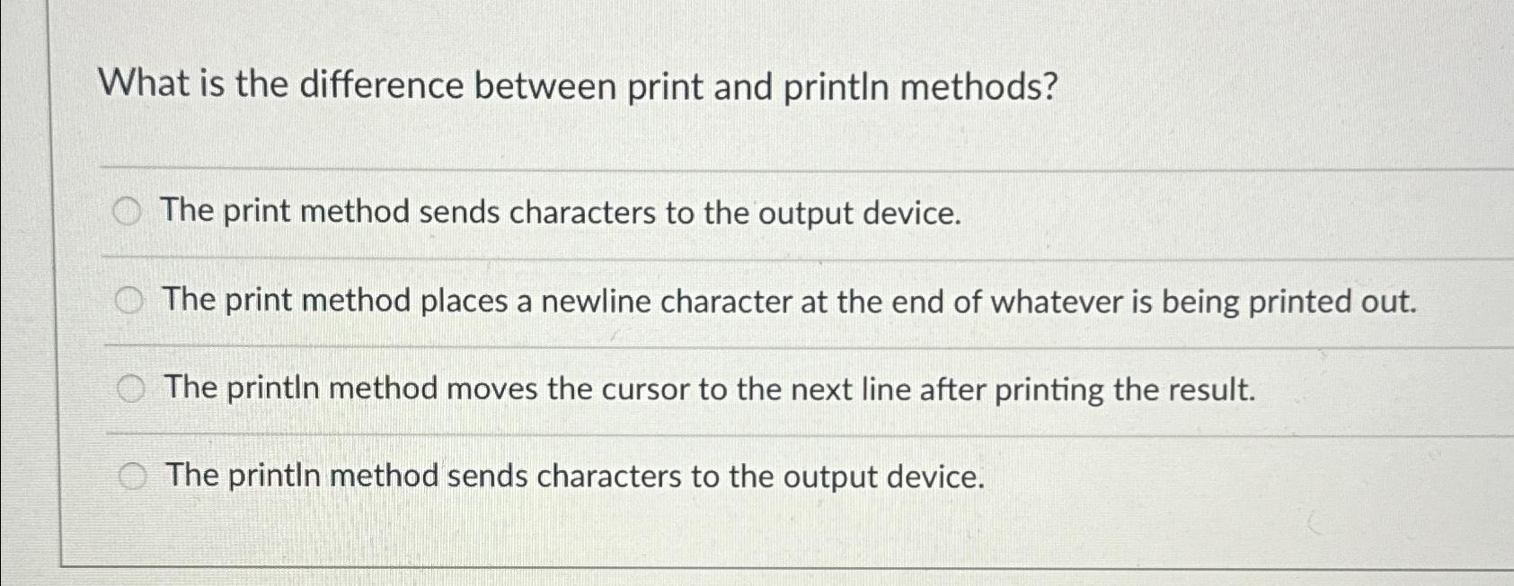  What is the difference between print and print In methods? The