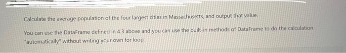 has two columns named "City" and "Population" with four entries, as shown