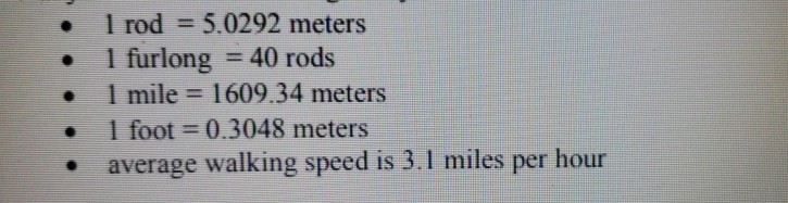 number of rods and the conversions provided above to find all the