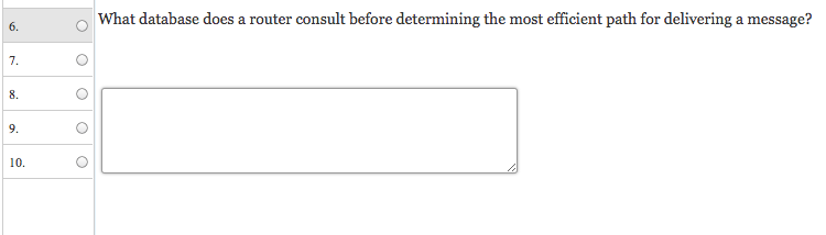  o What database does a router consult before determining the most