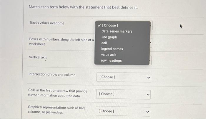  Match each term below with the statement that best defines it.