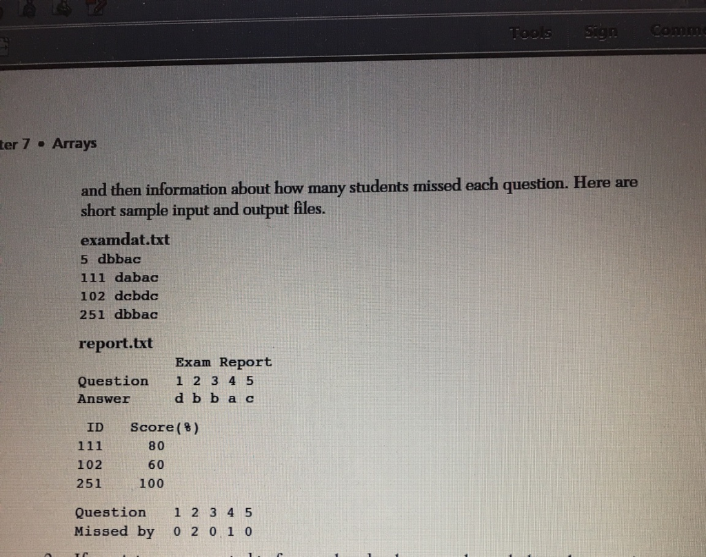 WRITE COMMENTS SO I CAN FOLLOW THE CODE PLEASE. PLEASE USE ARRAYS,