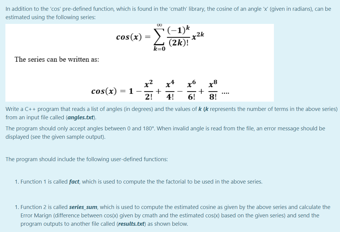  In addition to the 'cos' pre-defined function, which is found in