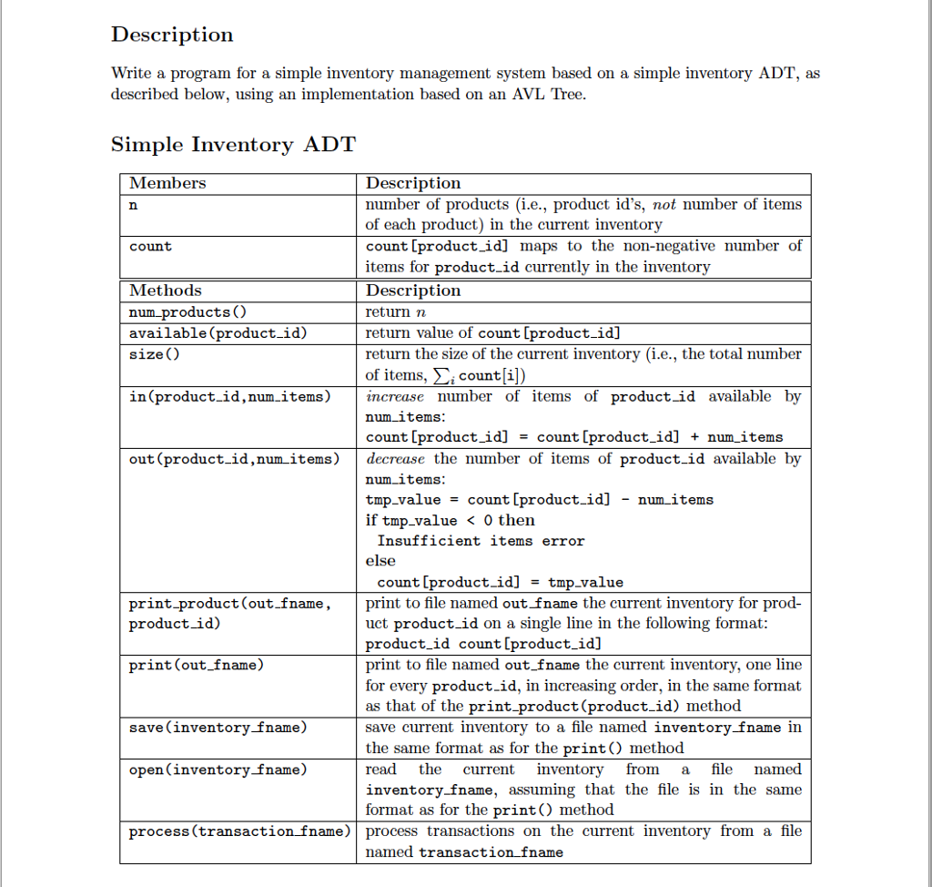 C++ program Using any AVL Tree Description Write a program for a