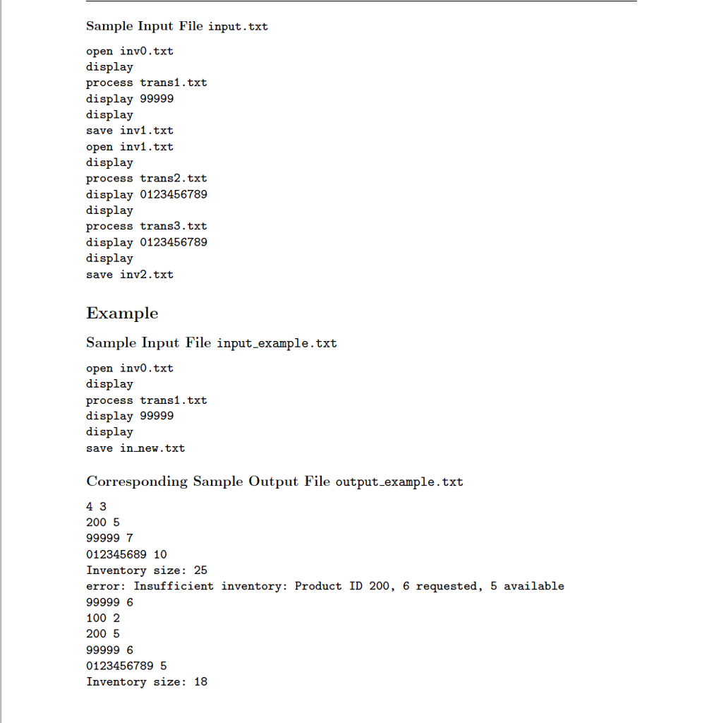 below, using an implementation based on an AVL Tree. Simple Inventory ADT