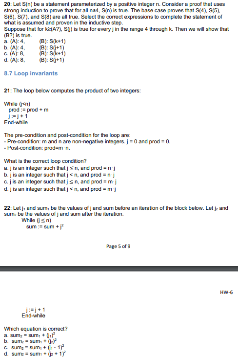  20: Let S(n) be a statement parameterized by a positive integer