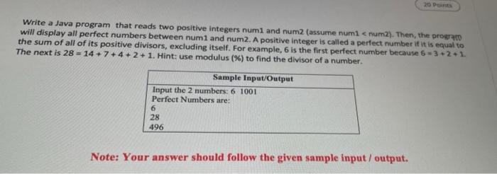 java1 Write a Java program that reads two positive integers numi and
