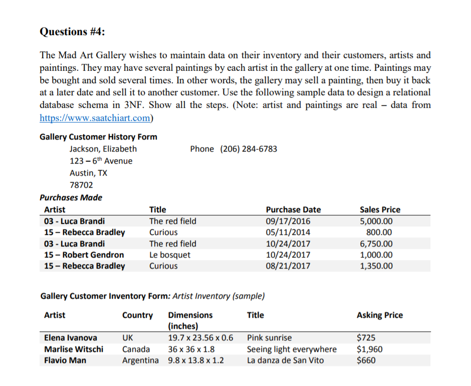For database management. Use the data to design a relational database