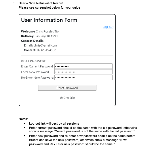 Please help me to create a PHP (cookies, sessions, post and get