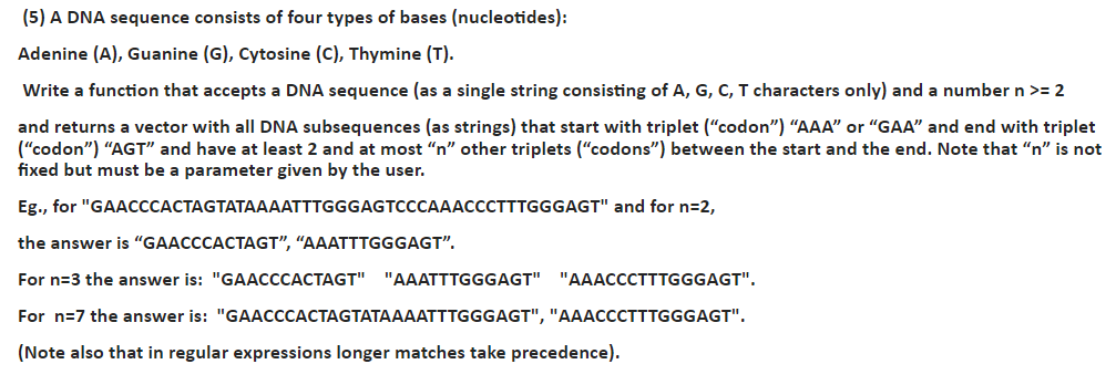 PLEASE SOLVE IN R PROGRAMING LANGUAGE using the DNAseq.txt posted below. Full