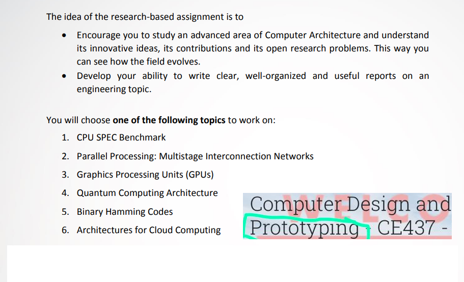 CHOSEN TOPIC IS 3. Graphics Processing Units (GPUs) The idea of