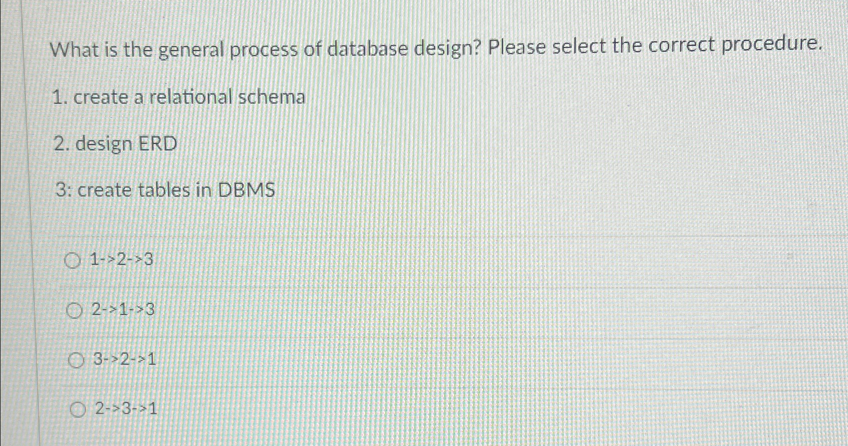  What is the general process of database design? Please select the