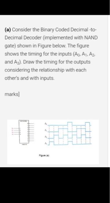  (a) Consider the Binary Coded Decimal -to- Decimal Decoder (implemented with