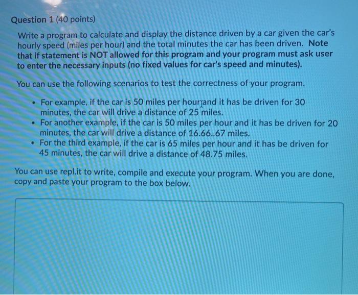  java Question 1 (40 points) Write a program to calculate and