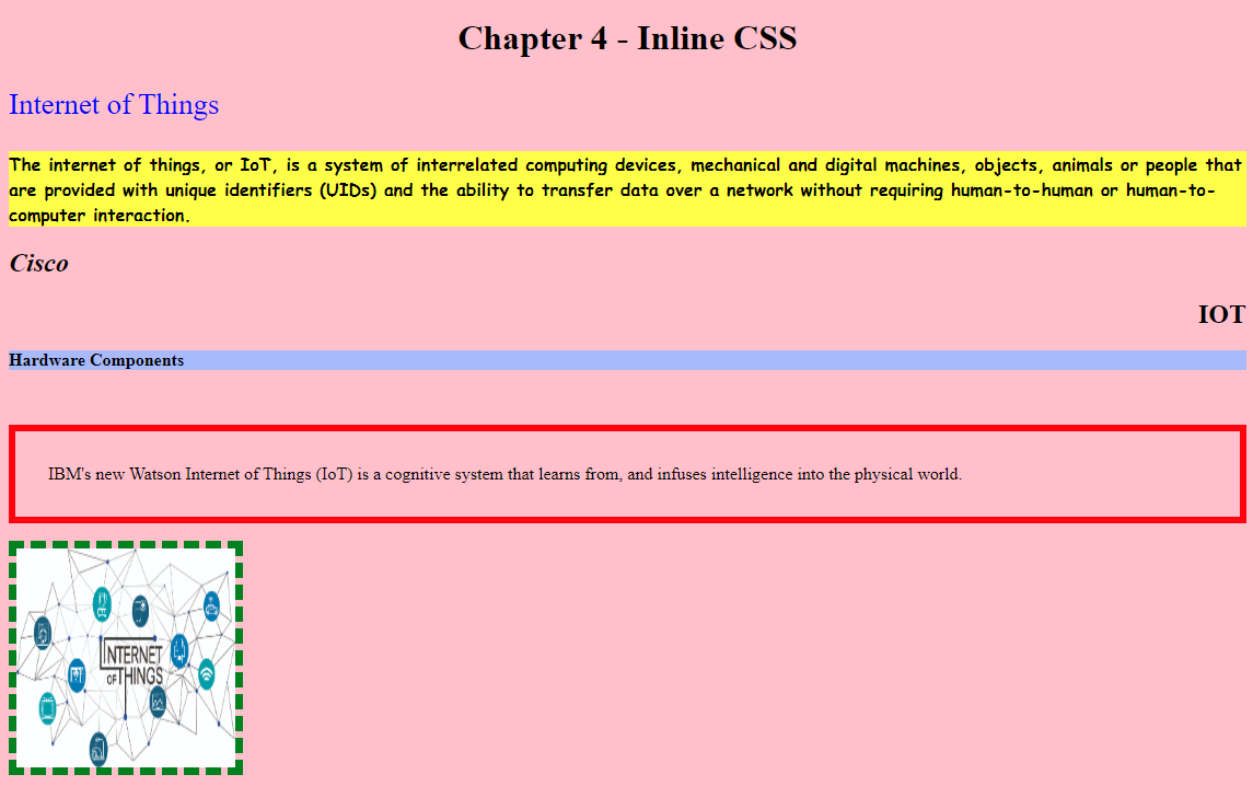  Use Internal styles (embedded styles) 1. Apply any border (style, width,