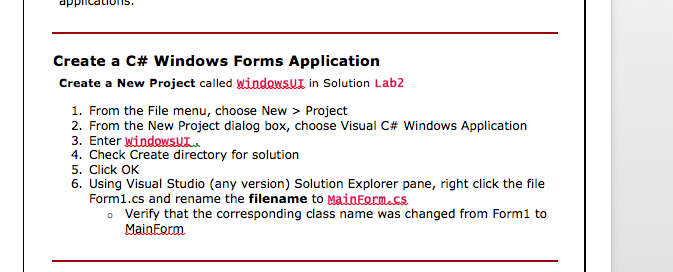  appilcations Create a C# Windows Forms Application Create a New Project