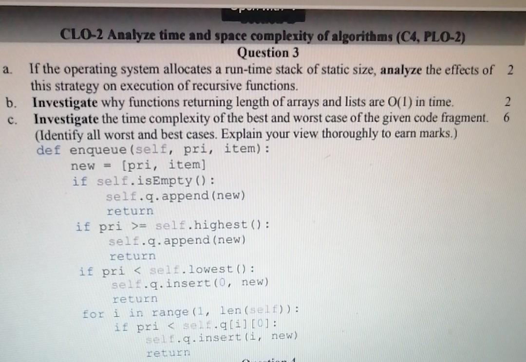  The given code fragment is in python. new = CLO-2 Analyze