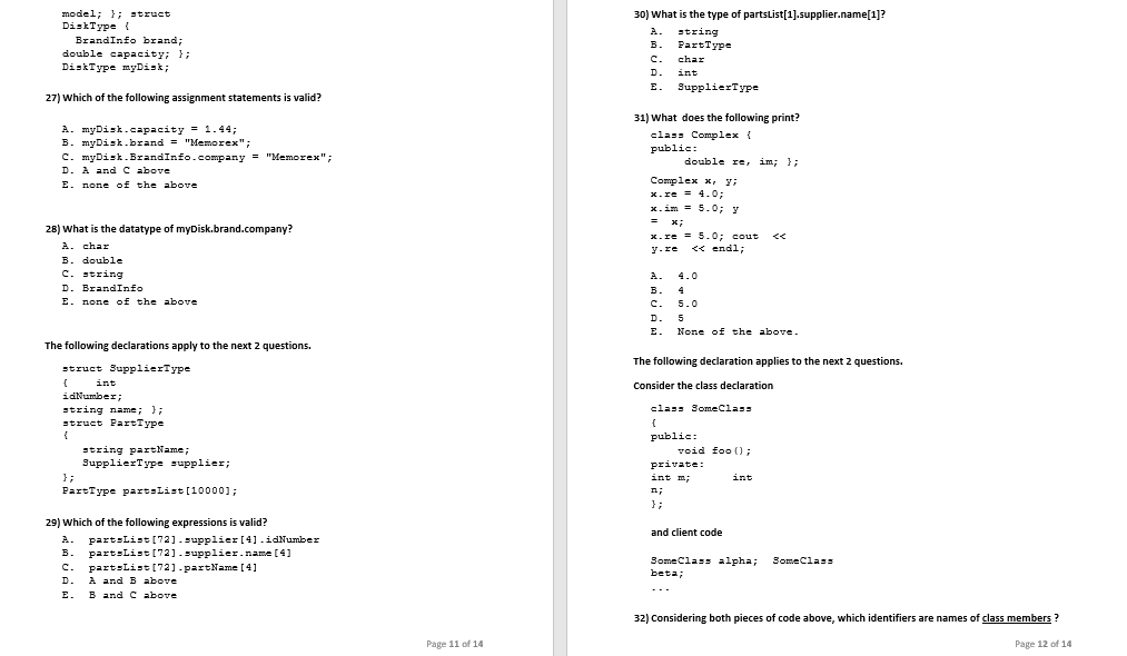 double betreen and 1 inclusive 21) After execution of the program fragment